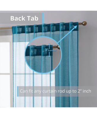 Lauren Semi Sheer Light Filtering Transparent Pocket Top & Back Tab Lightweight Window Curtains Drapery Panels Bedroom & Living Room, 2 Panels