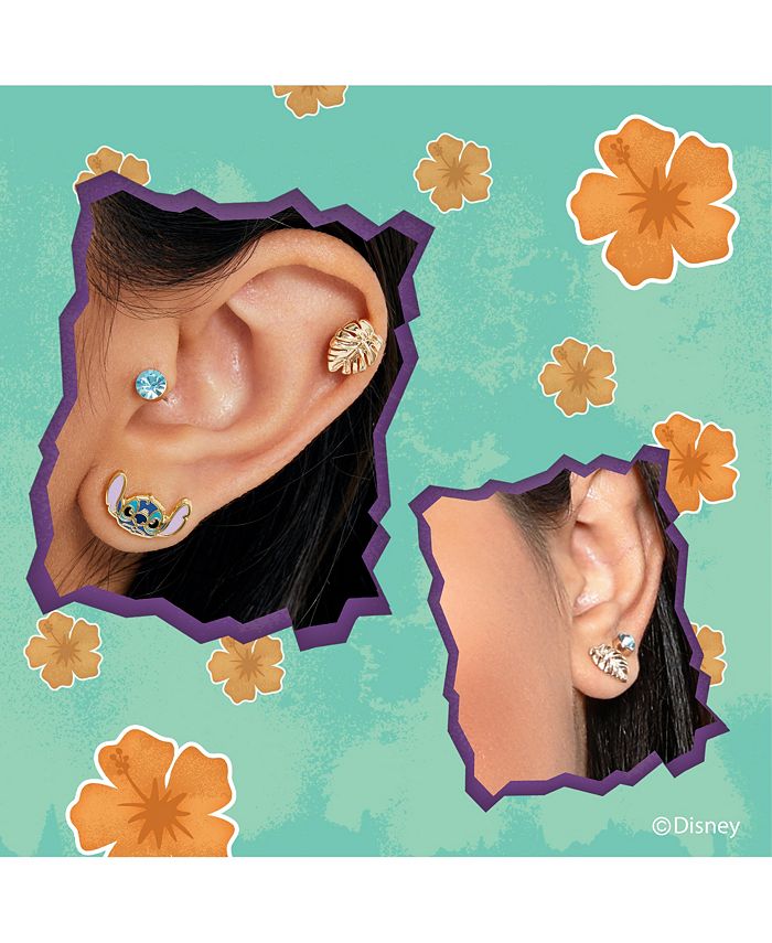 Disney Lilo and Stitch Yellow Flash Gold Plated Stud Earring Set 3 Pairs Macy