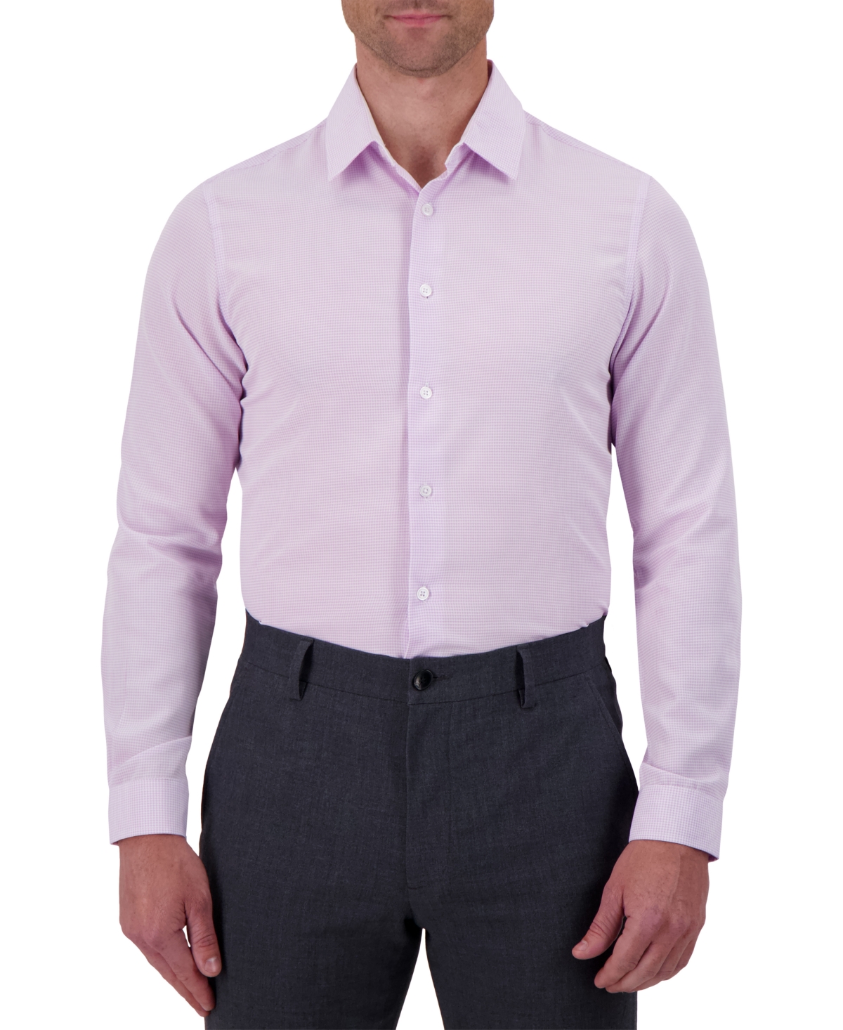 Men's Slim-Fit Houndstooth Print Dress Shirt - Lavender