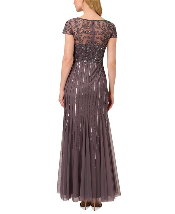 Adrianna Papell Women's Embellished V-Neck Godet Gown - Macy's