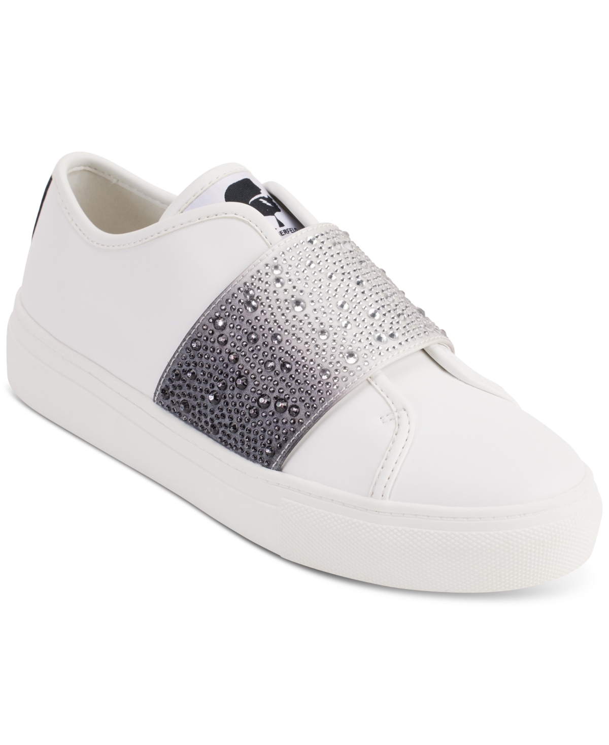 Karl Lagerfeld Remmy Rhinestone Slip-on Sneaker In Black,white