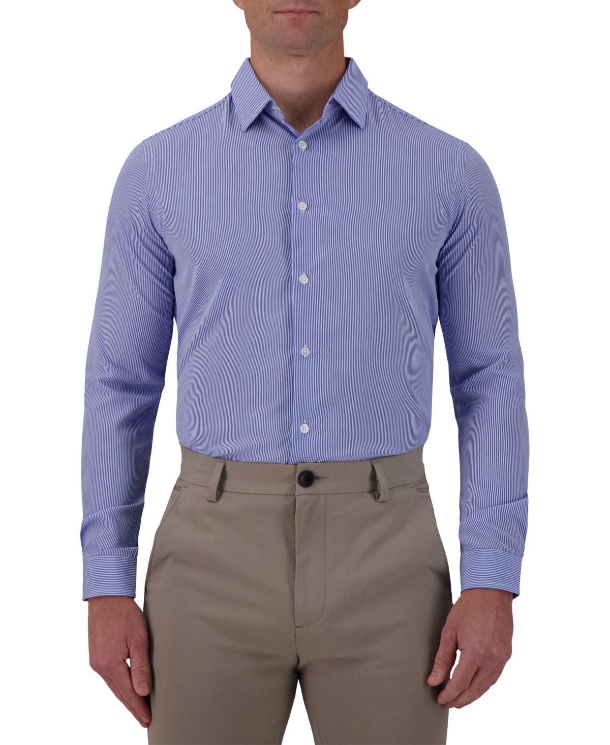 C-lab Nyc C Lab Men's Slim-fit Stripe-print Dress Shirt In Blue
