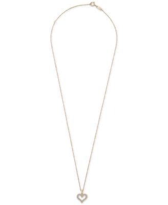 Diamond Open Heart Pendant Necklace (1/4 ct. t.w.) in 14k White or Yellow Gold, 18" + 2" extender