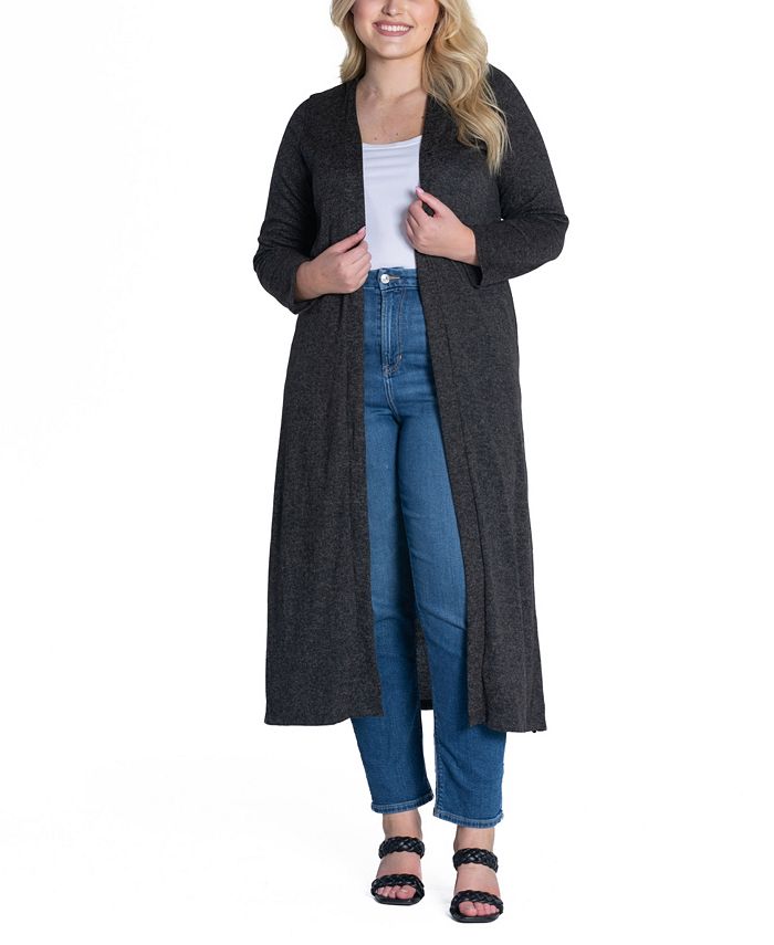 Plus size long sweater duster on sale