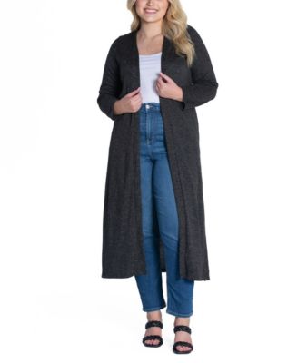 24seven Comfort Apparel Plus Size Long Duster Open Front Knit Cardigan Sweater Macy s