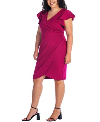 Plus Size V-neck Knee Length Dress