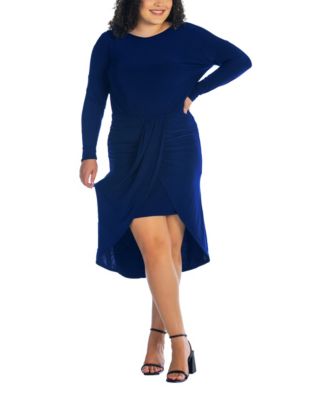 Plus Size Long Sleeve High Low Dress