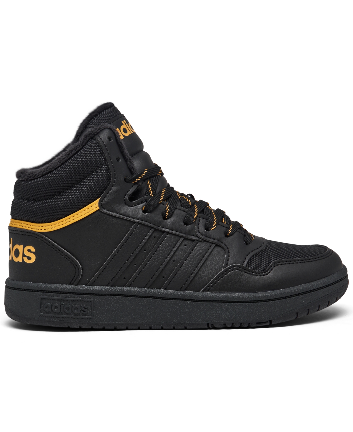 Shop Adidas Originals Little Kids Hoops 3.0 Mid Classic Casual Sneakers From Finish Line In Black,preloved Yellow