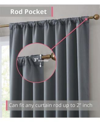 Hamilton 100% Complete Blackout Lined with Heavy Double Layer Thermal Insulated Energy Smart Rod Pocket Back Tab Window Curtains, Set of 2