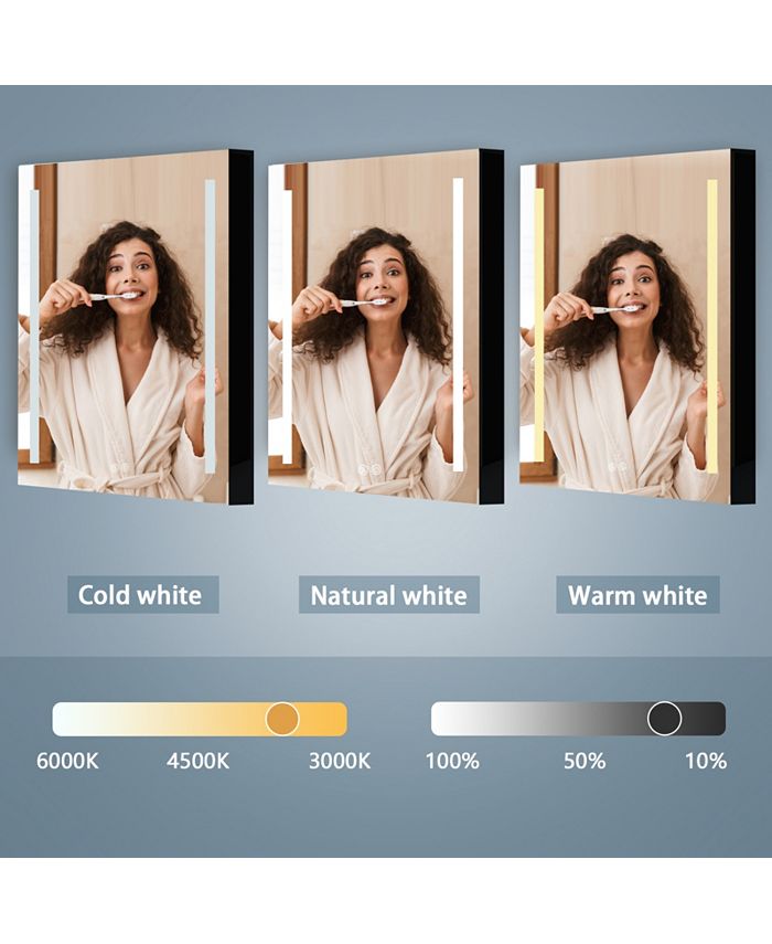 Simplie Fun 40x30 Inch LED Bathroom Medicine Surface Mount Double Door Lighted Medicine