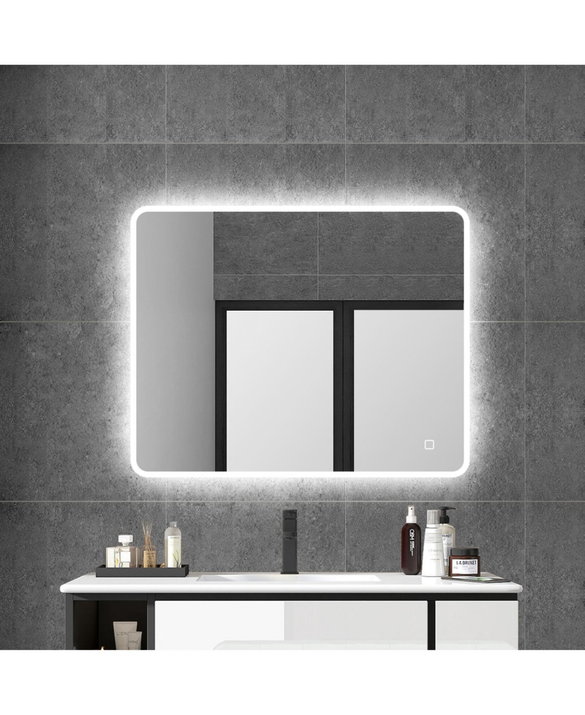 36 X 28 In. Large Rectangular Frameless Wall-Mount Anti-Fog Led Light Bathroom Vanity Mirror - Silver