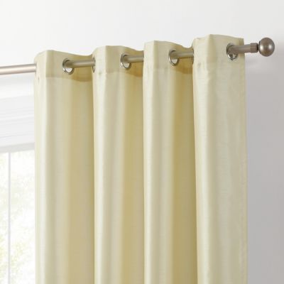 Jefferson Faux Silk Semi Sheer Light Filtering Microfiber Lined Grommet Lightweight Window Curtain Panels, Set of 2