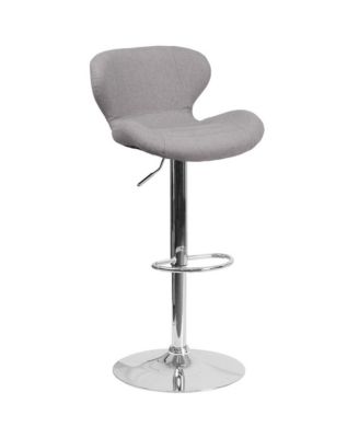 Quincy Adjustable Height Barstool Contemporary Bar Height Stool With Curved Back And Metal Base With Footrest