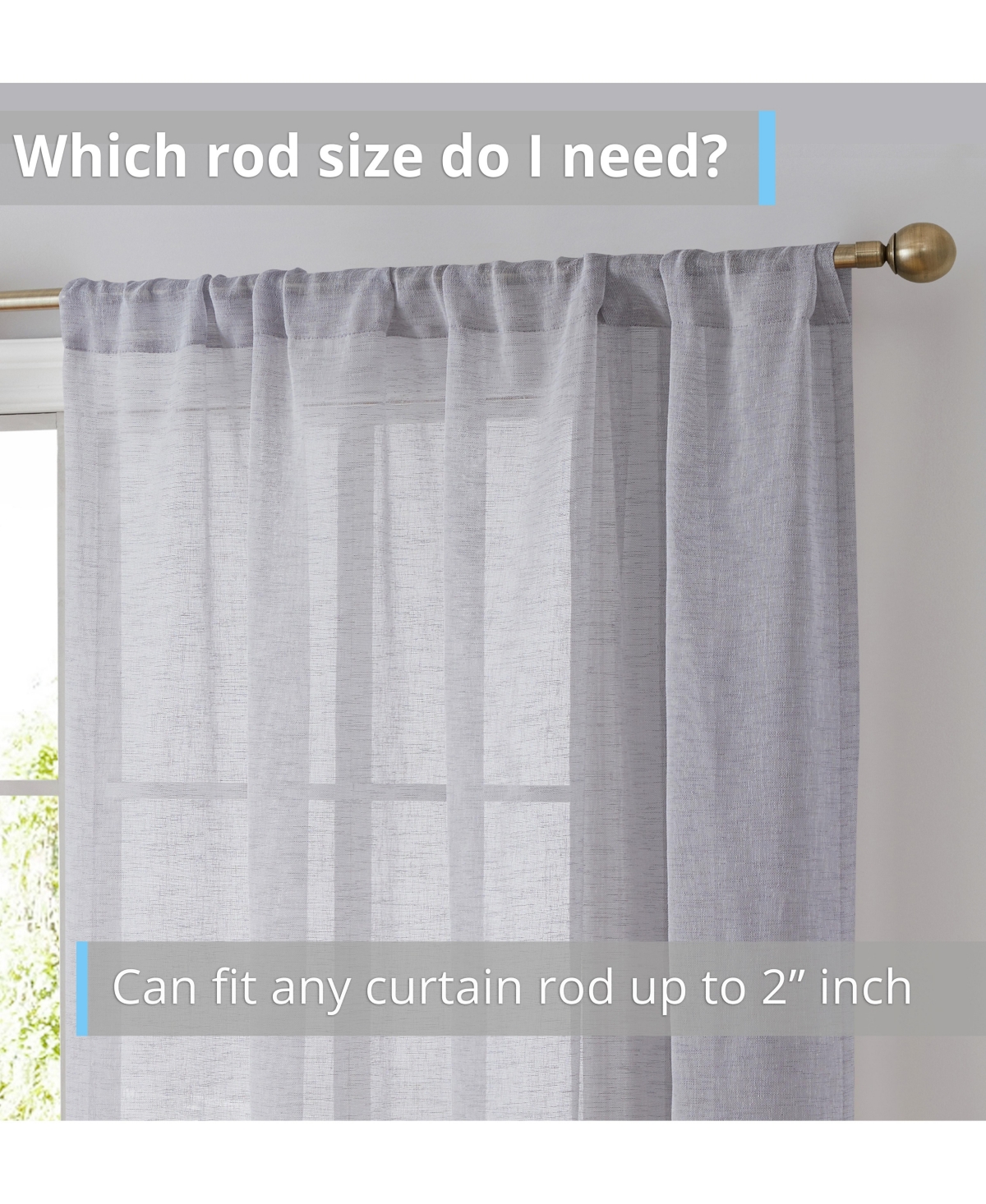 Hlc.me Penelope Faux Linen Textured Semi Sheer Privacy Sun Light Filtering Transparent Window Pocket Hole Thick Curtains Drapery Panels for Bedroom &