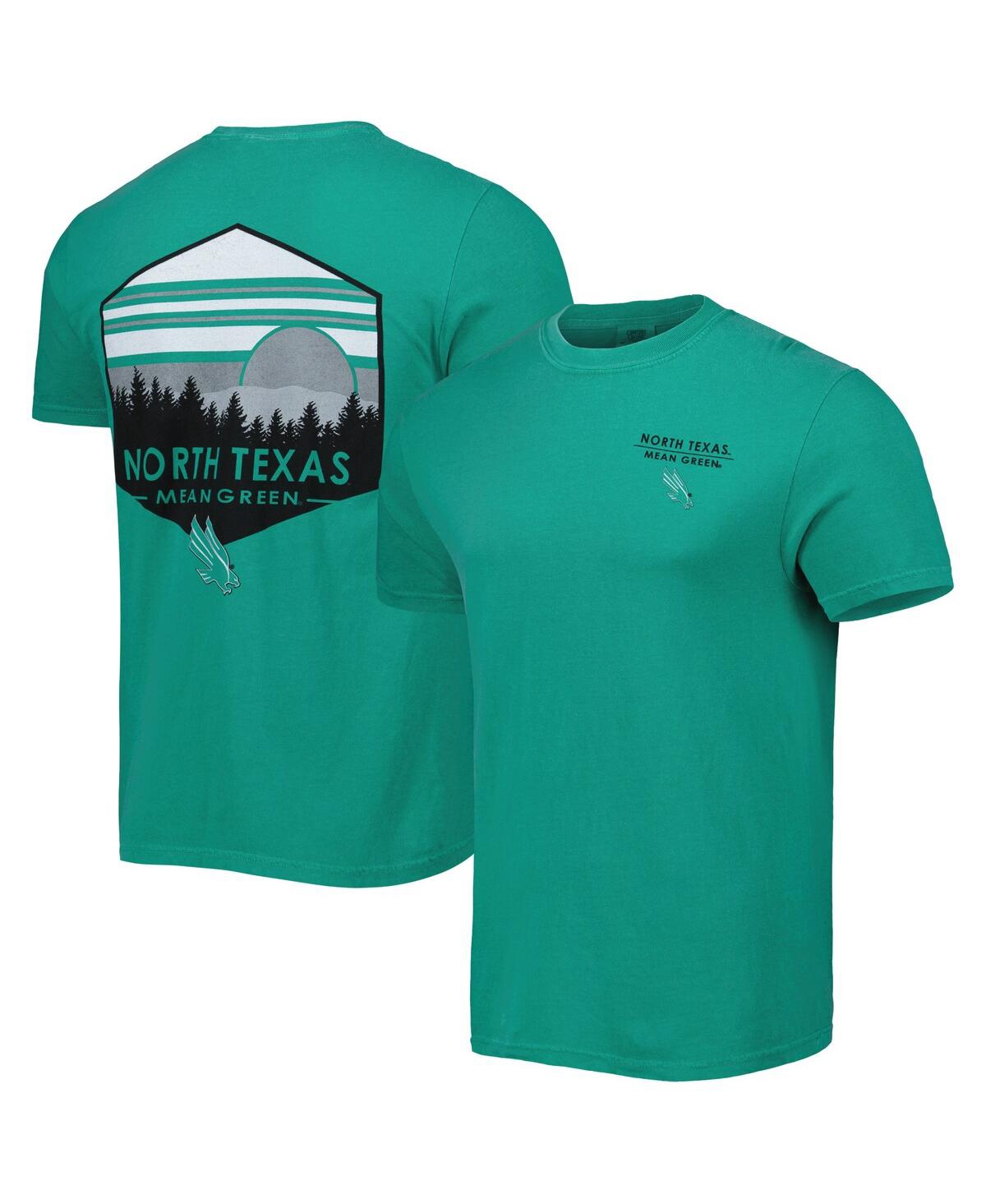 Image One Men's Green North Texas Mean Green Landscape Shield T-shirt In Gray