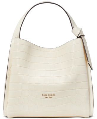 Kate Spade New York Knott Croc Embossed Leather Flap Mini Crossbody - Halo White