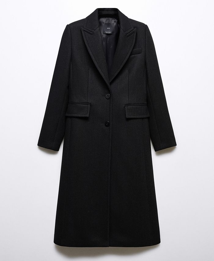 MANGO Women's Embossed Lapel Wool Coat Macy's
