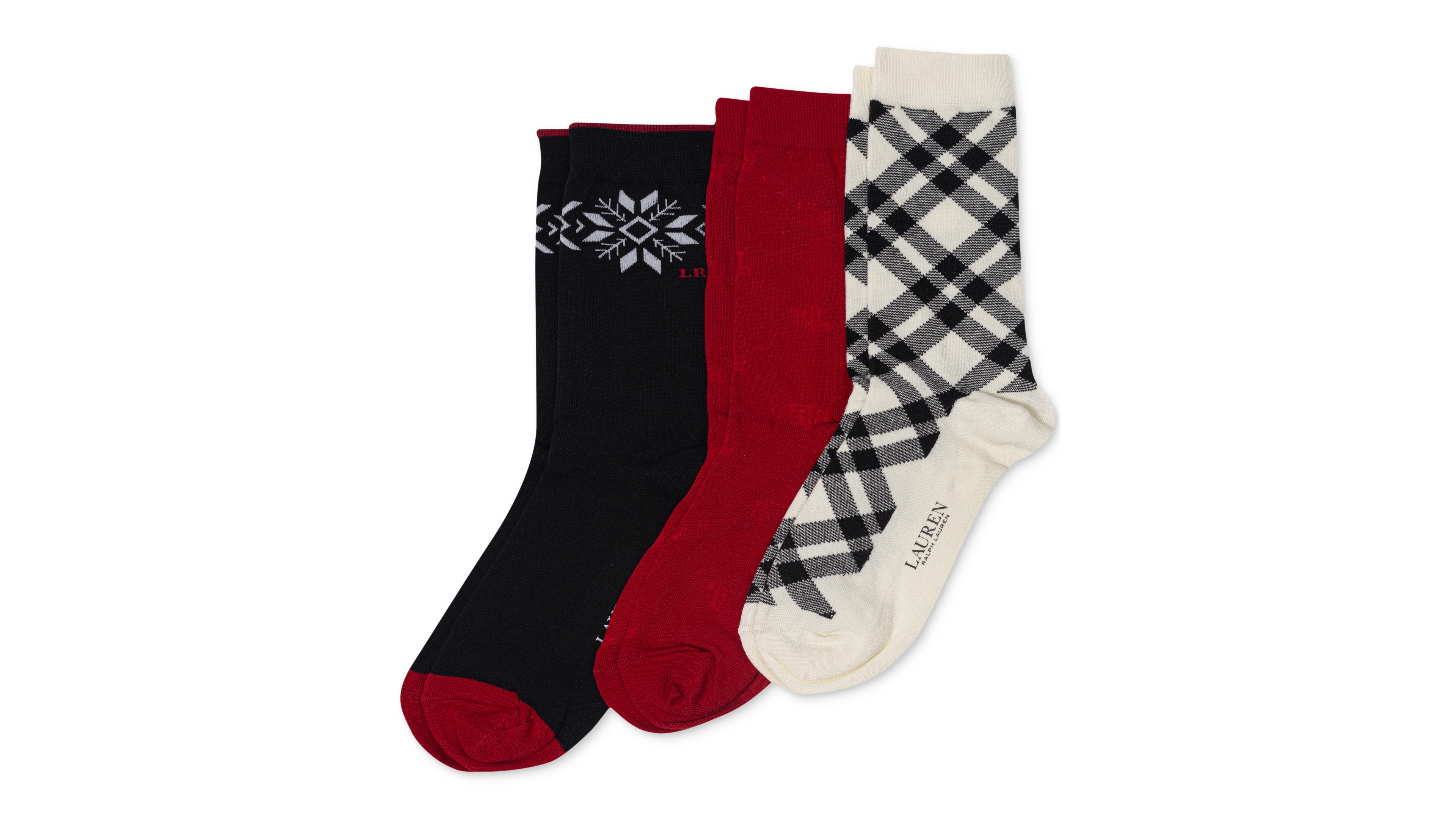 Lauren Ralph Lauren Women's 3-Pk. Holiday Snowflake Socks Giftbox Set