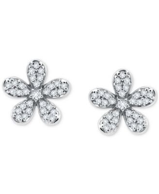 Cubic Zirconia Flower Stud Earrings in Sterling Silver, Created for Macy's