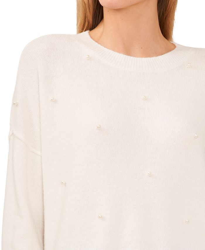 CeCe Women's LongSleeve Imitation Pearl Embellished Sweater Macy's