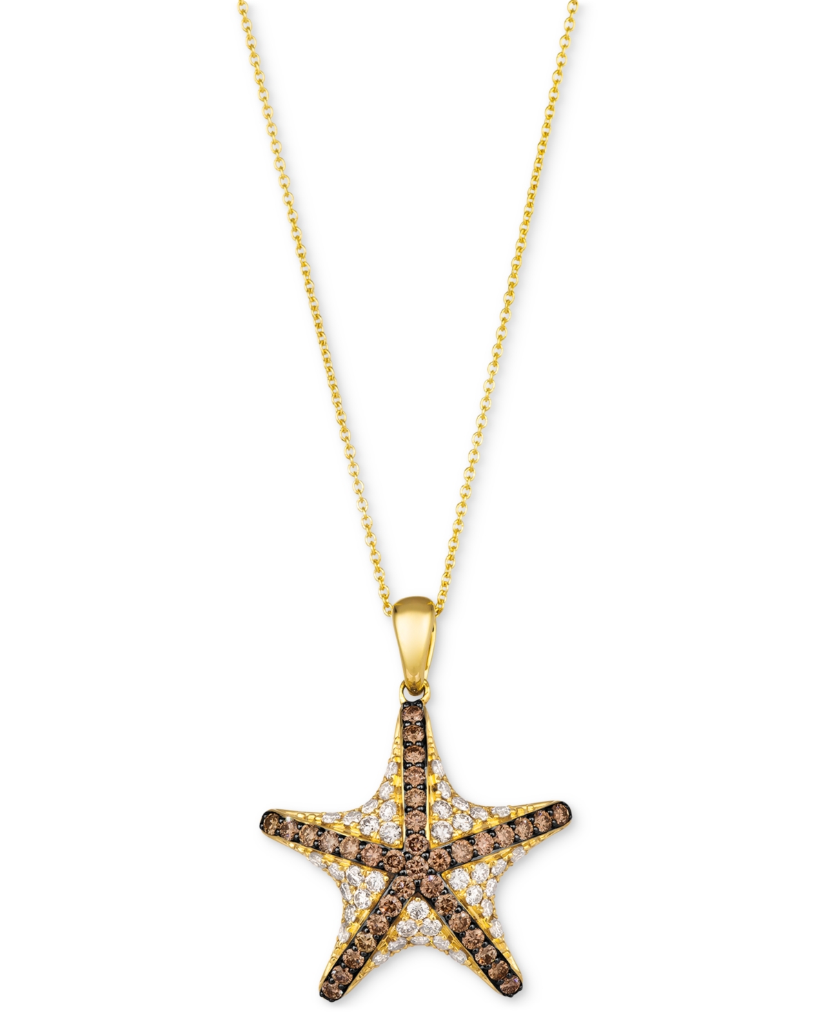 Le Vian Chocolate Diamond & Nude Diamond Starfish 20" Adjustable Pendant Necklace (1-1/3 Ct. T.w.) In 14k Go In K Honey Gold Pendant