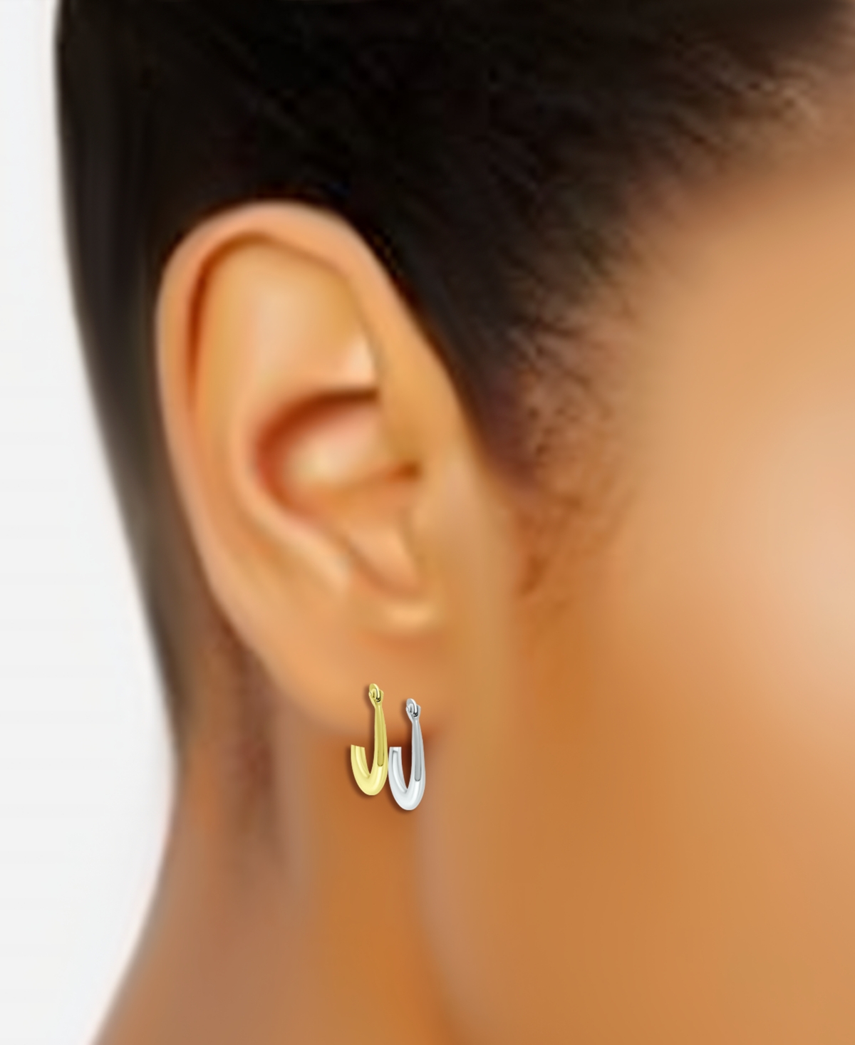 Giani Bernini 2-Pc. Set Polished Oval Hoop Earrings in Sterling Silver & 18k Gold-Plate, Created for Macy's - Two-Tone