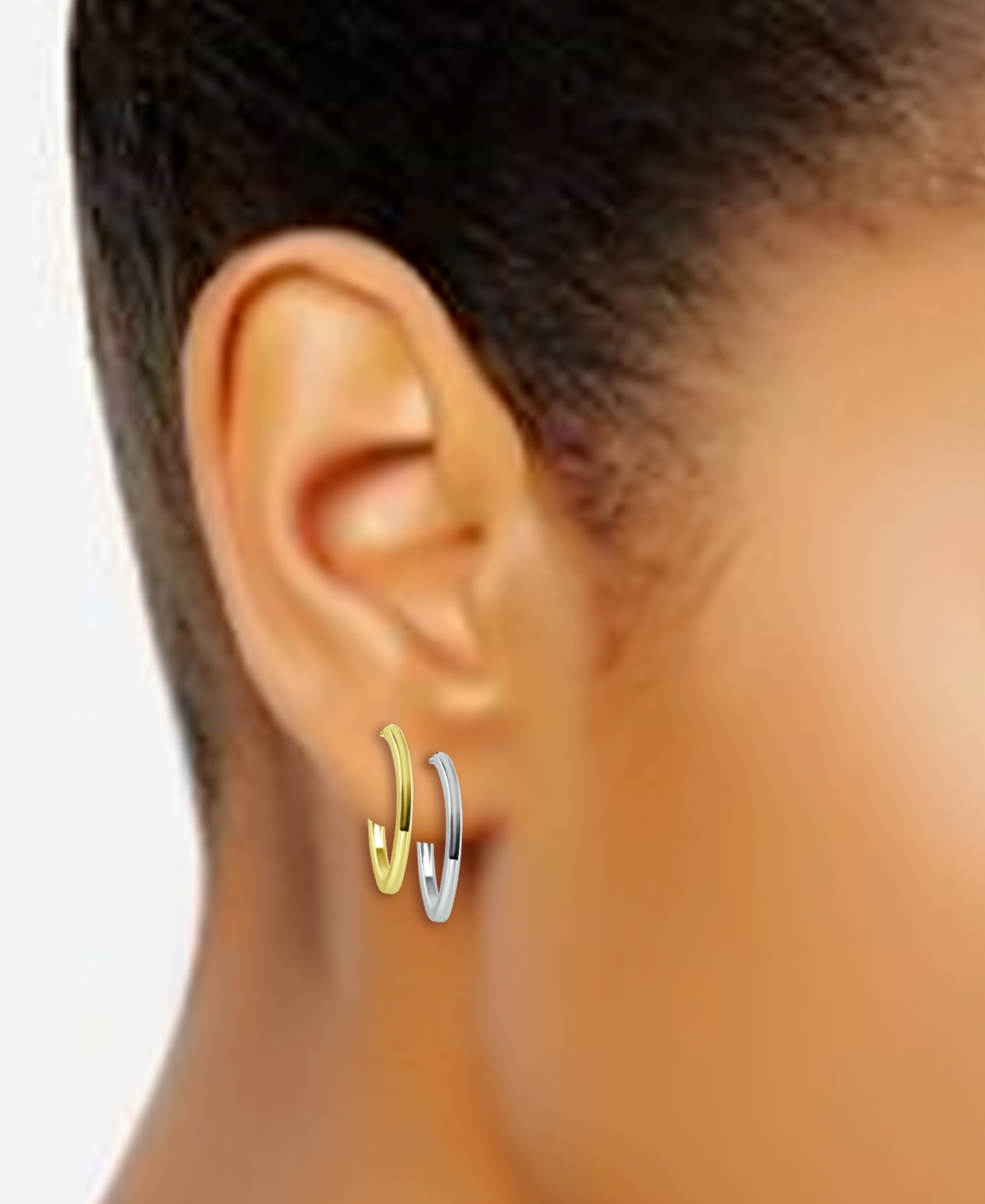 Giani Bernini 2-Pc. Set Polished Hoop Earrings in Sterling Silver & 18k Gold-Plate, 1