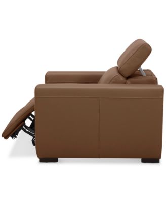 Nevio 39" Leather Power Recliner and Headrest, Created For Macy's