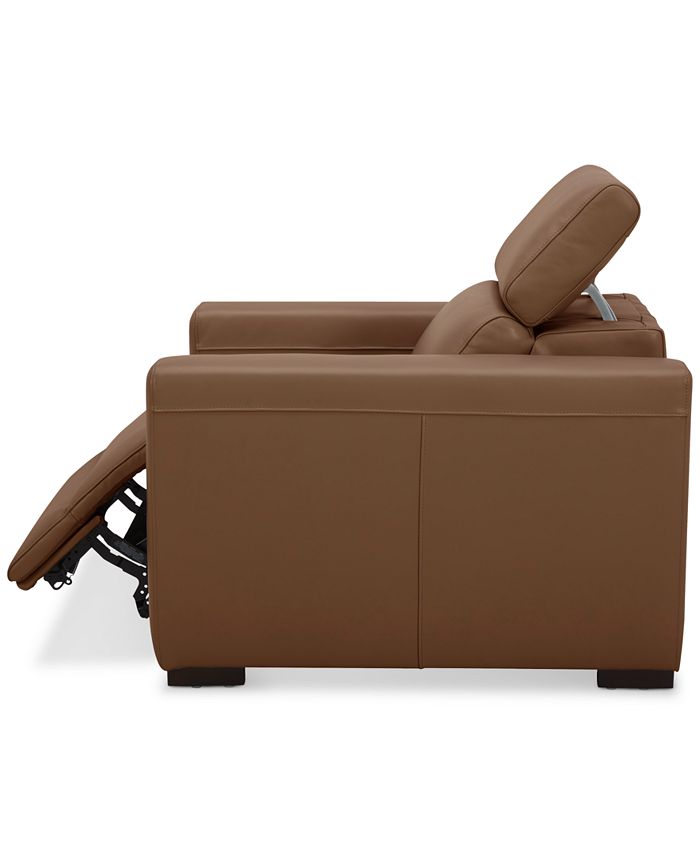 Furniture Nevio 39" Leather Power Recliner and Headrest, Created For