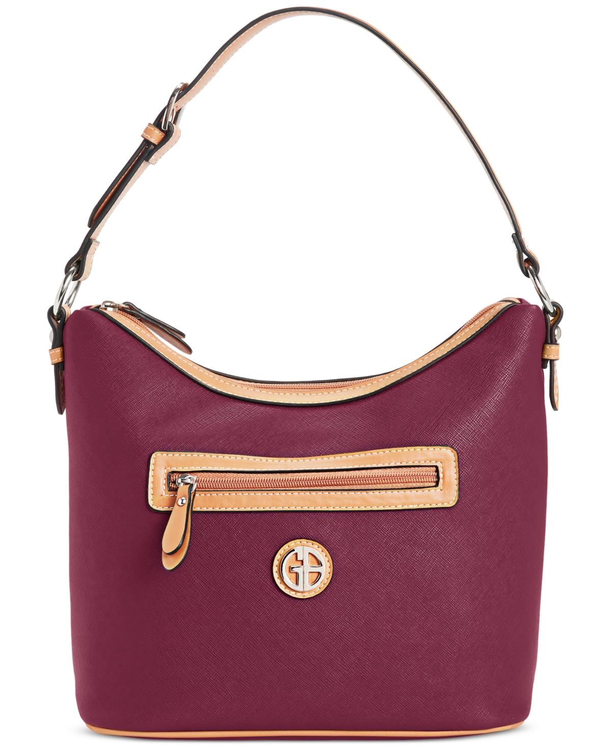 Saffiano Faux Leather Medium Hobo Bag, Created for Macy's - Beet