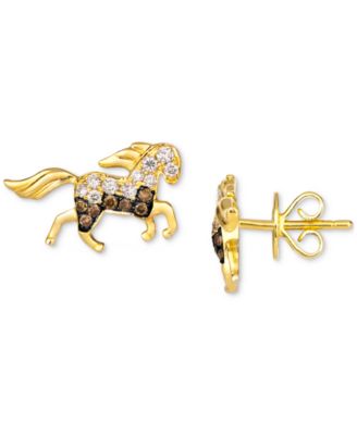 Chocolate Diamond & Nude Diamond Horse Stud Earrings (1/2 ct. t.w.) in 14k Gold