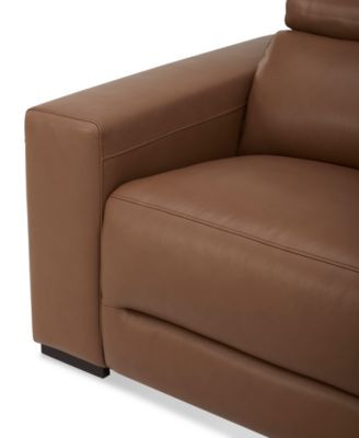 Nevio 39" Leather Power Recliner and Headrest, Created For Macy's