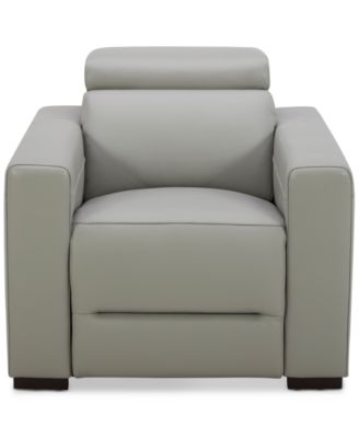 Nevio 39" Leather Power Recliner and Headrest, Created For Macy's