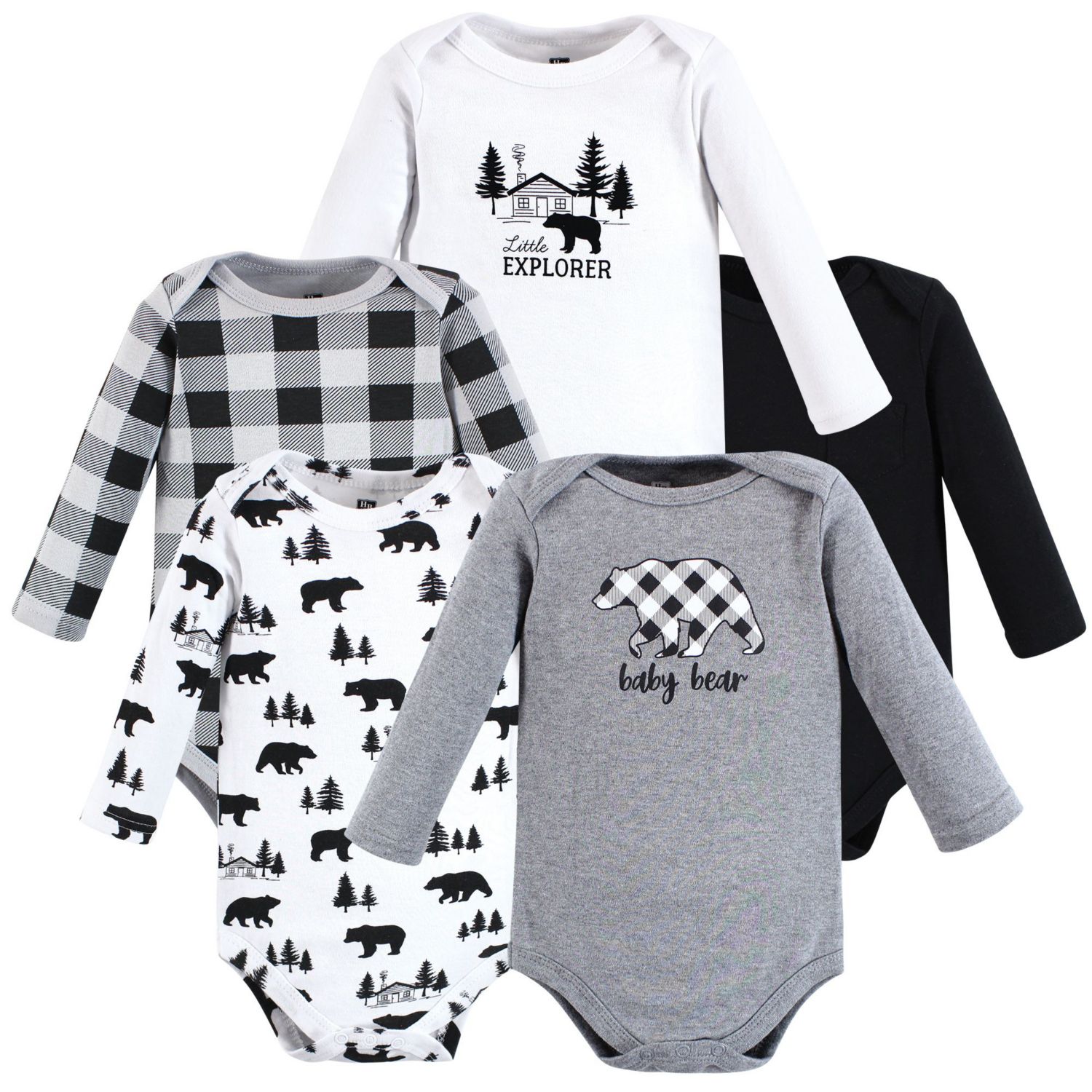 Baby Boys Five-Piece Collection of Long-Sleeve Cotton Bodysuits