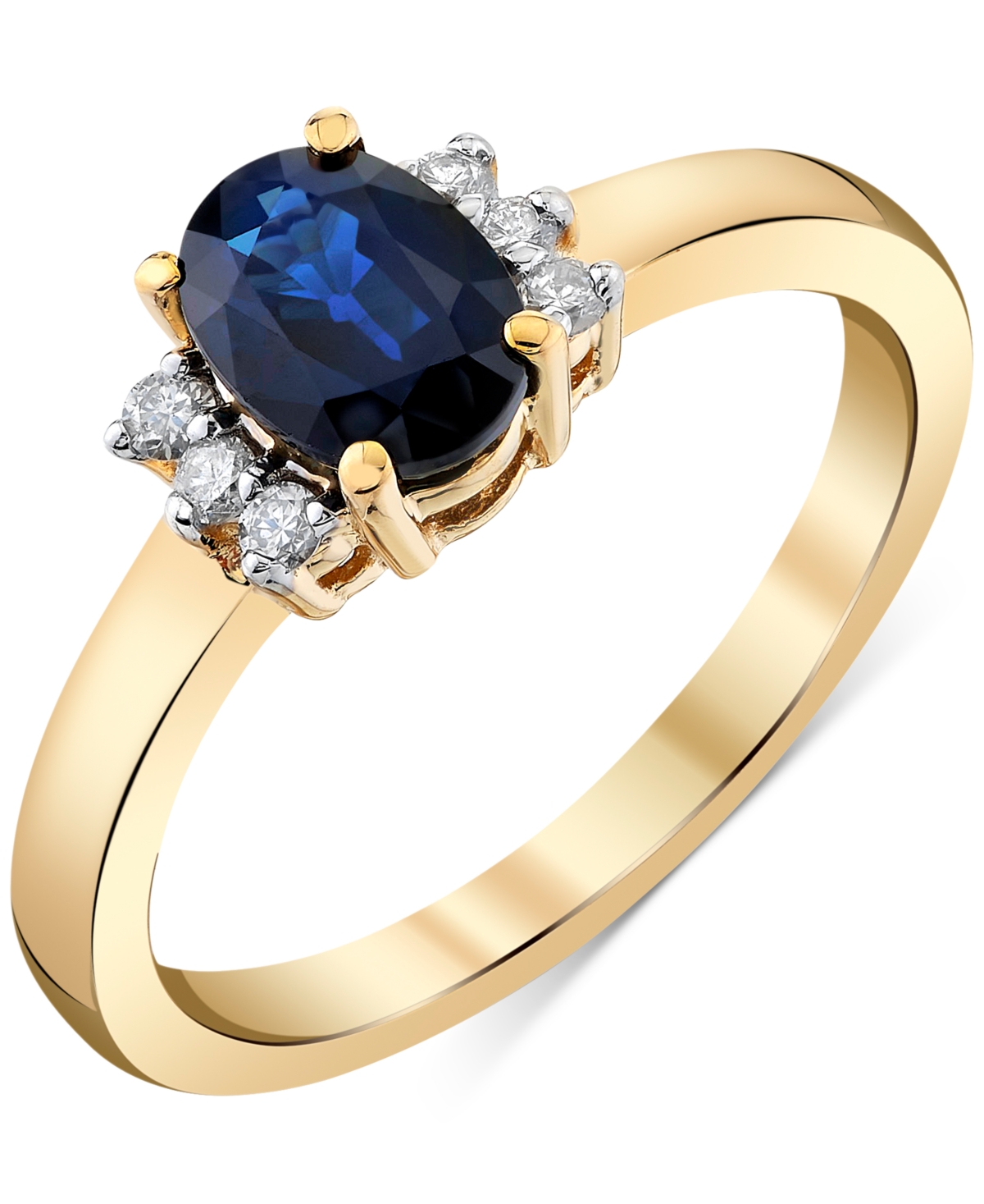 Macy's Sapphire (1 Ct. T.w.) & Diamond (1/8 Ct. T.w.) Oval Ring In 14k Gold