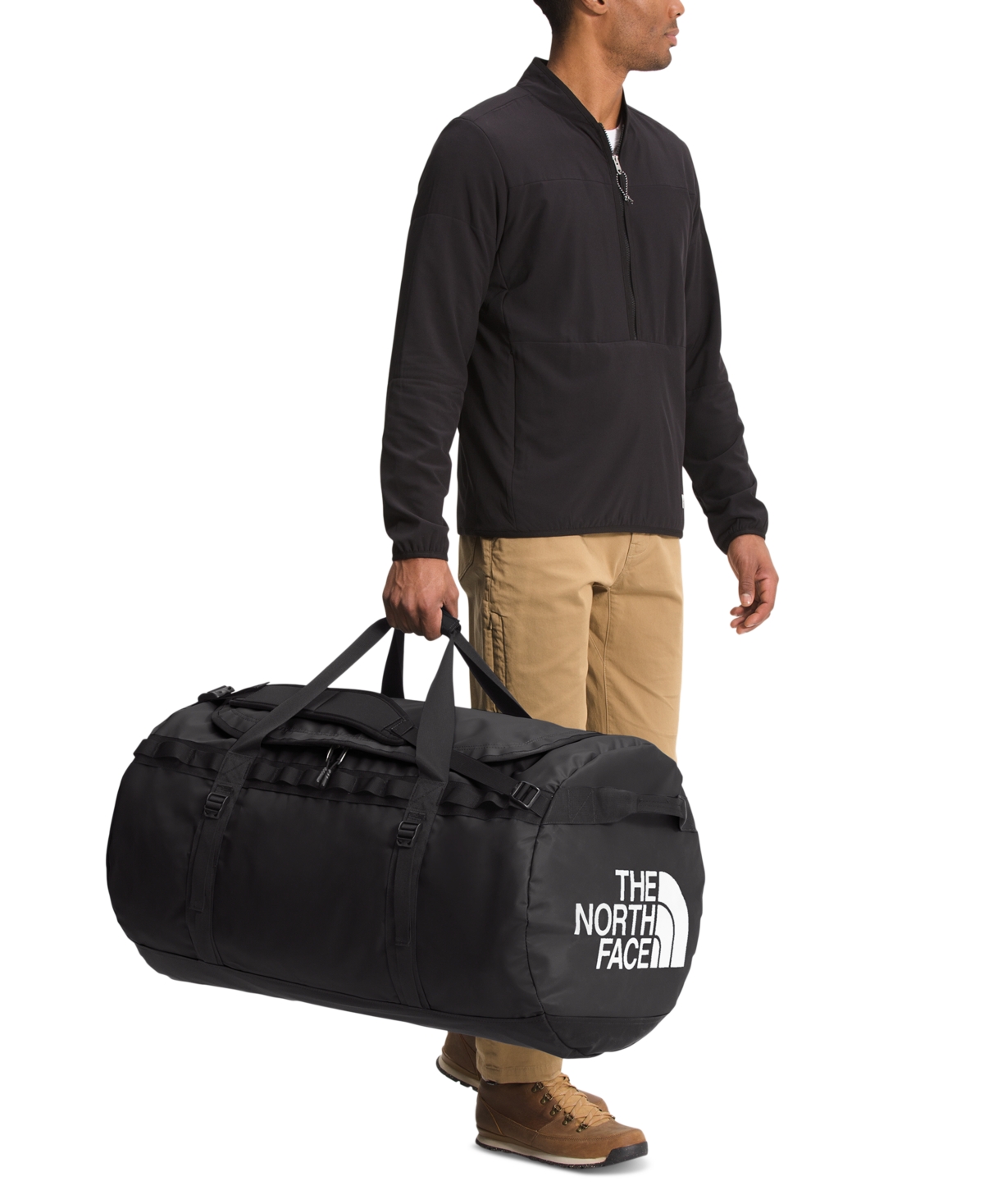 Shop The North Face Men's Base Camp Duffel, Extra Large In Utility Brown Camo Texture Print,tnf Bla