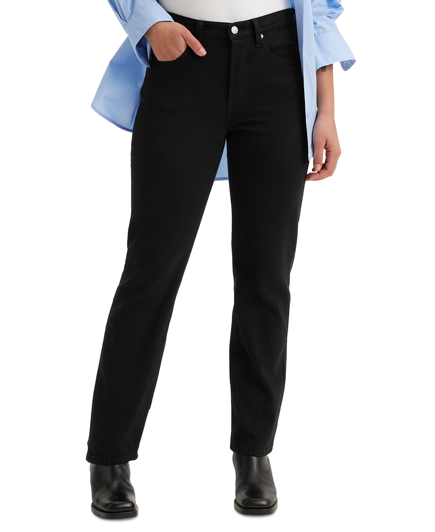 Женские джинсы Levi's 501 Original-Fit Straight-Leg, цвет: Чёрный — фото 1