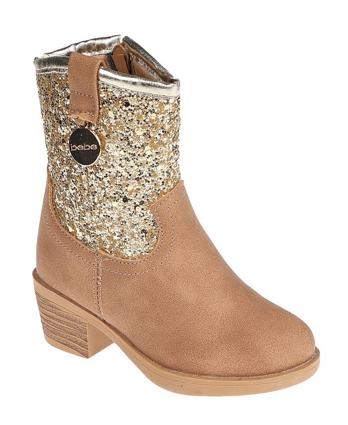 Bebe Toddler Girls Fashion Glitter Western Cowgirl Boots with Charm