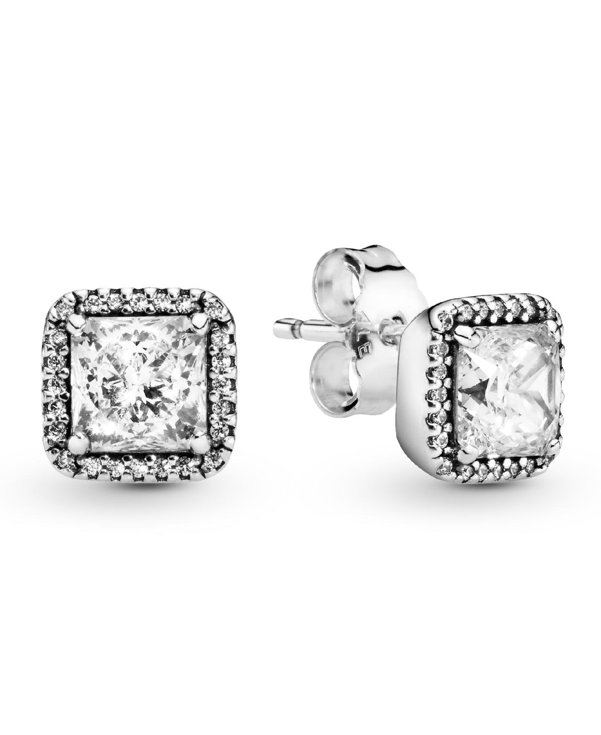 Pandora Square Sparkle Halo Stud Earrings In Silver