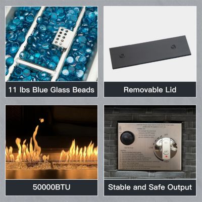 Smokeless Fire Pit Table for Outdoor Patio with Glass Wind Guard