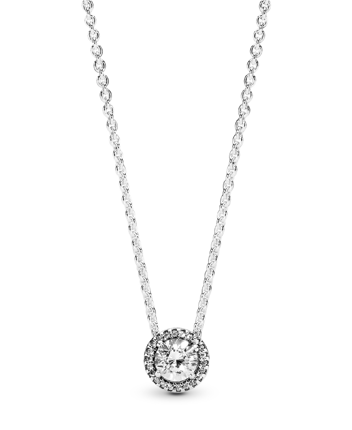 Pandora Timeless Sterling Silver Round Sparkle Cubic Zirconia Halo Necklace