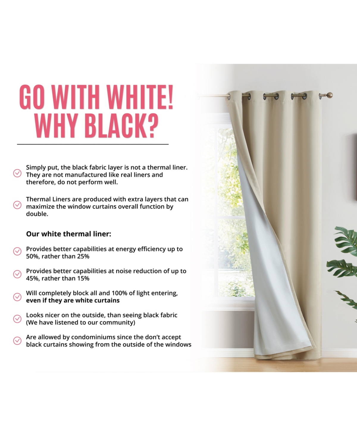 Hlc.me Dakota 100% Complete Blackout Lined Drapery with Double Layer Thermal Insulated Energy Efficient Window Curtain Grommet Panels for Bedroom & Li