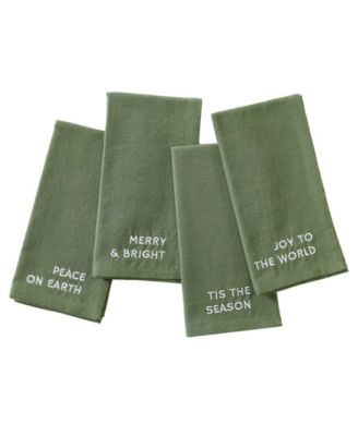 Joyful Sentiment Embroidered Napkins, Set of 4, 17" x 17"