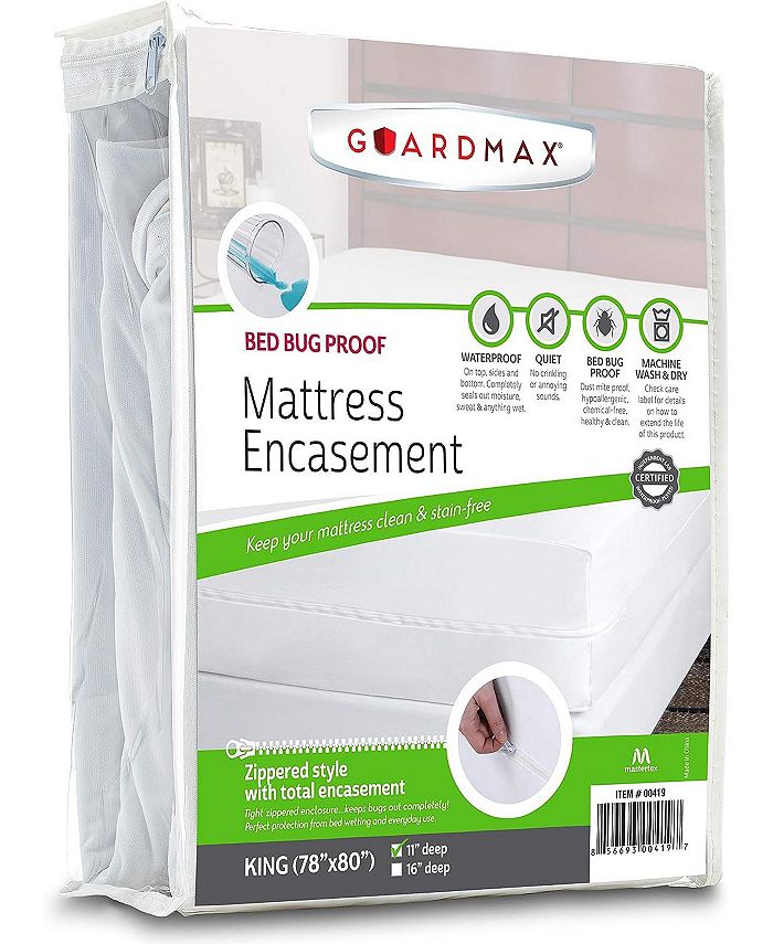 Guardmax Waterproof Mattress Protector Encasement with Zipper White