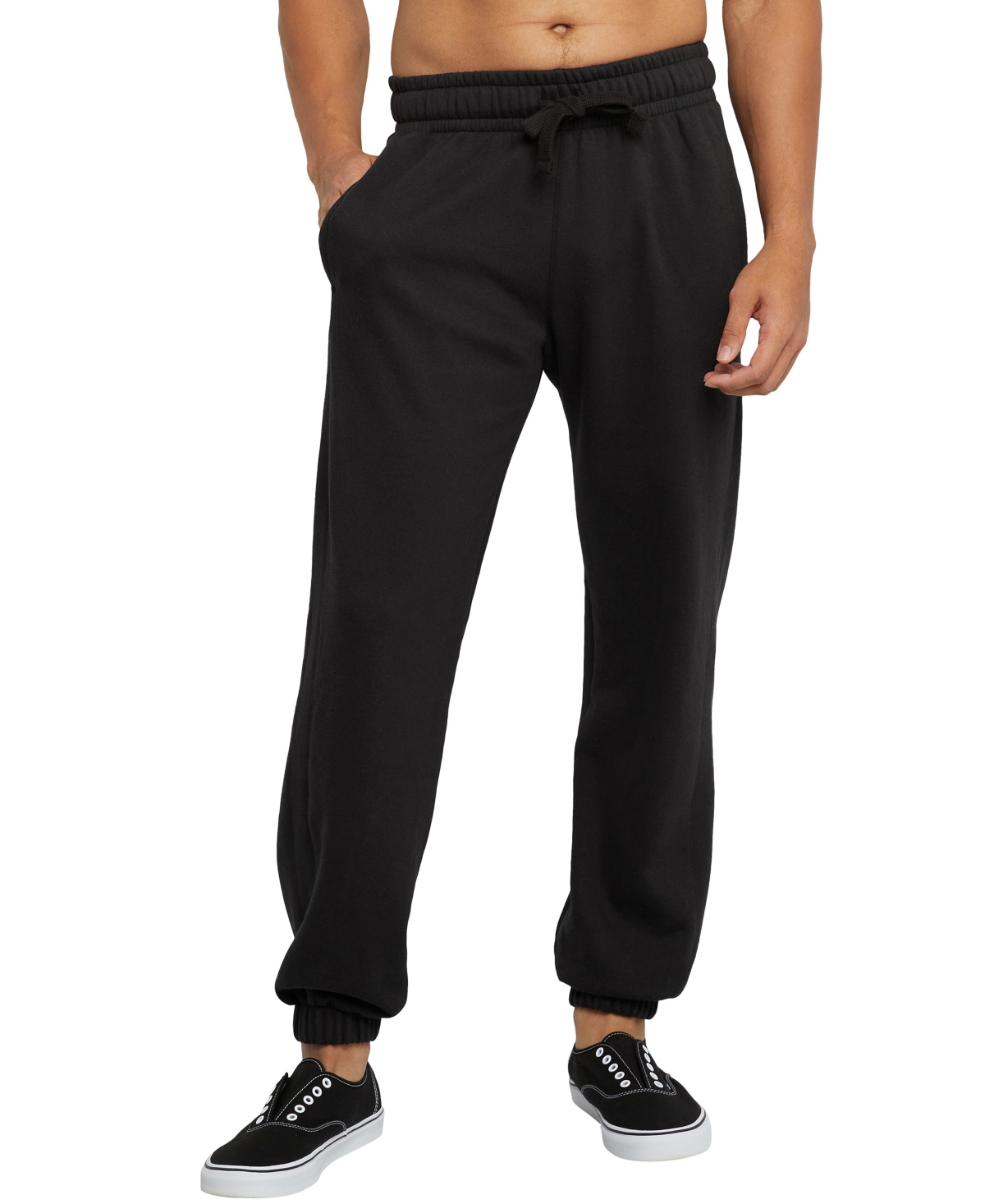 Shop Alternative Apparel Men's Hanes Originals Fleece Jogger With Pockets Sweatpants In Black