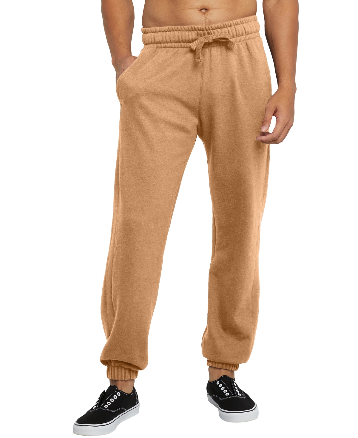 Men's Hanes Originals Fleece Jogger with Pockets Sweatpants - Brown