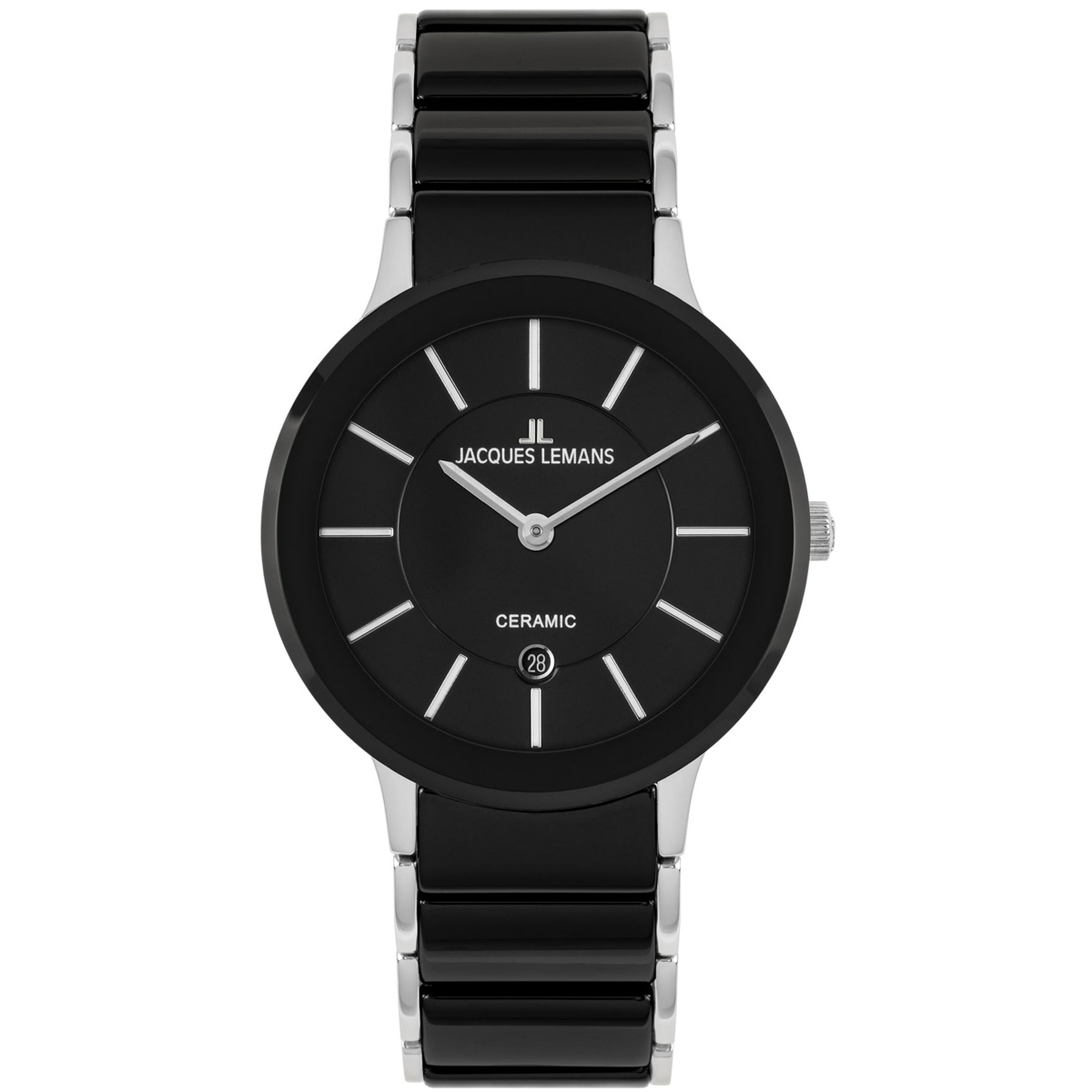 Unisex Dublin Watch with High-Tech Ceramic Strap, Solid Stainless Steel, 1-1855 - Black