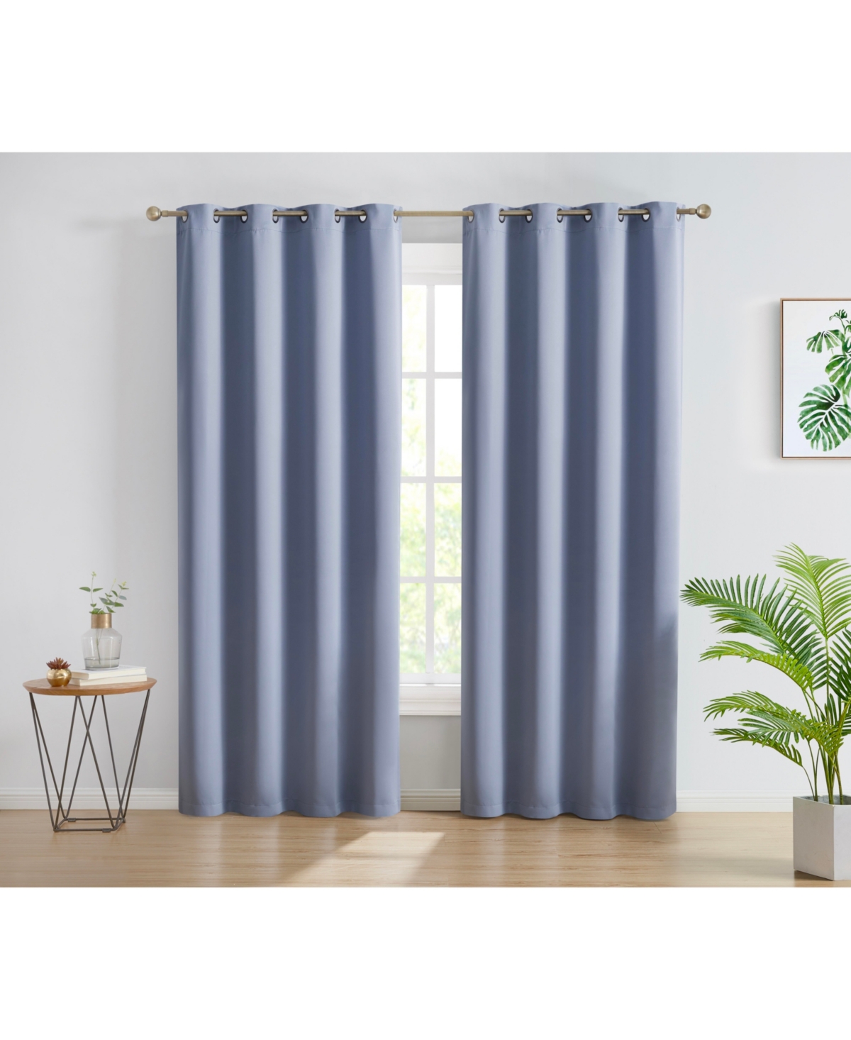 Oxford Blackout Curtains for Bedroom, Noise Reduction Thermal Insulated Window Curtain Grommet Panels, Set of 2 - Dusty blue