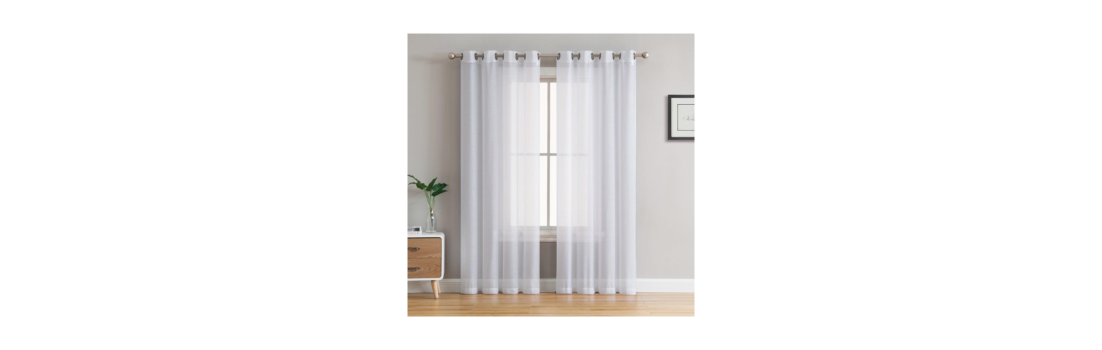 Hlc.me 2 Piece Semi Sheer Voile Light Filtering Window Curtain Grommet Panels for Bedroom & Living Room (70 W x 95 L Inch Long Per Panel, White)