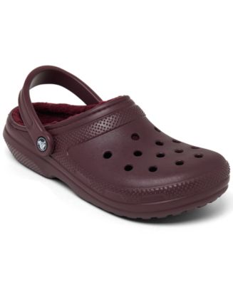 Burgundy crocs with fur best sale